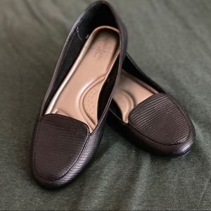 Black loafer flats